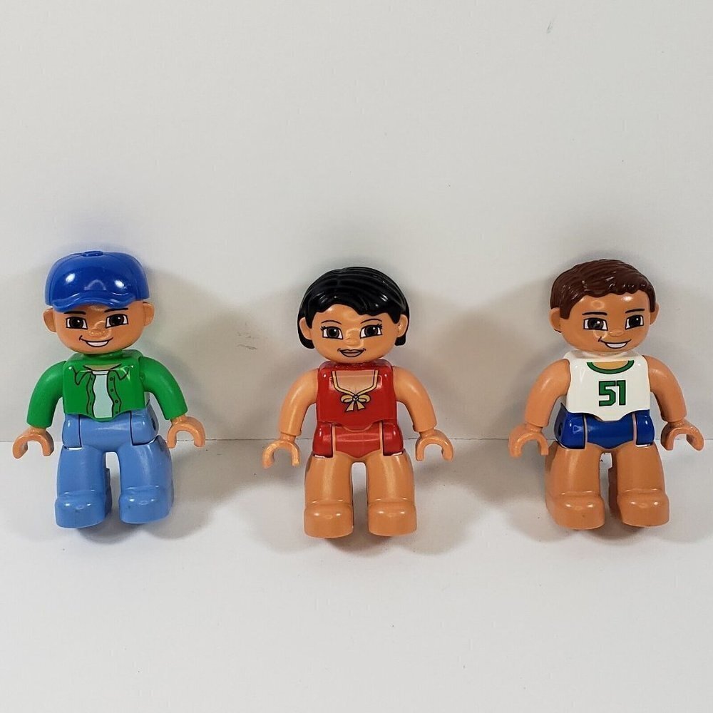 Lego Duplo Lot of 3 Figures Woman Basketball Player Man Blue Hat Toys